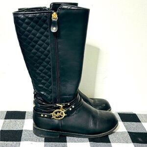Michael Kors Black Quilted boots with Gold Accents size 1